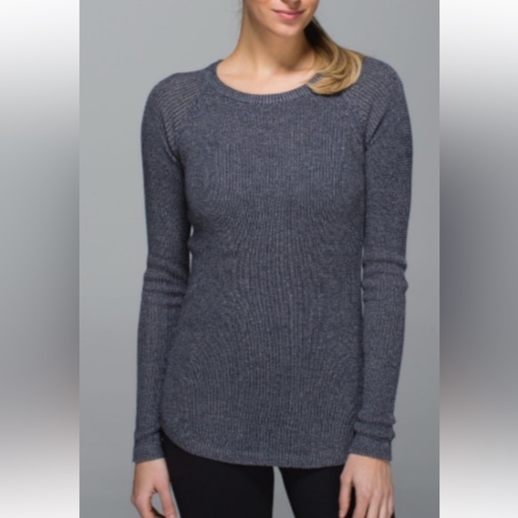 lululemon athletica Sweaters - Lululemon Cabin Yogi Long Sleeve Sweater in Inkwell Heather Gray M/L RT $128